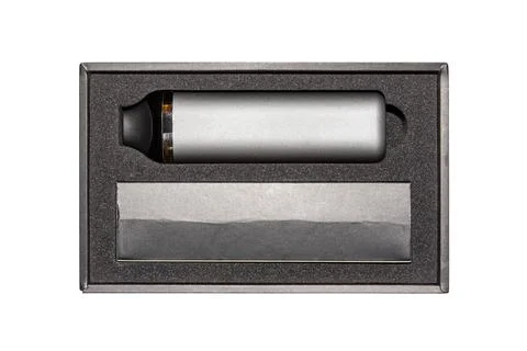 Electronic cigarette in a box on a white background.Vape with liquid for smoking Stock Photos