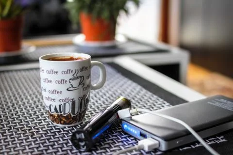 Electronic cigarette, computer keyboard and mouse Stock Photos