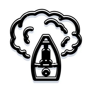 Electronic cigarette device creating vapor cloud icon Stock Illustration