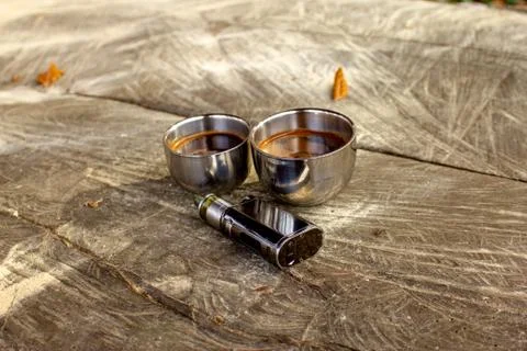 Electronic cigarette mod, advanced e-cigarette in nature ambient. Stock Photos