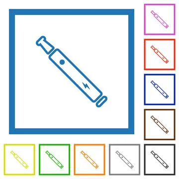 Electronic cigarette outline flat framed icons Illustrazione stock