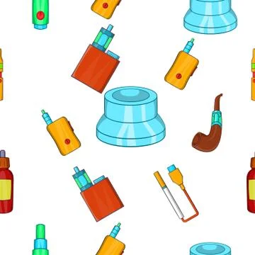 Electronic cigarette pattern, cartoon style Stock Illustration