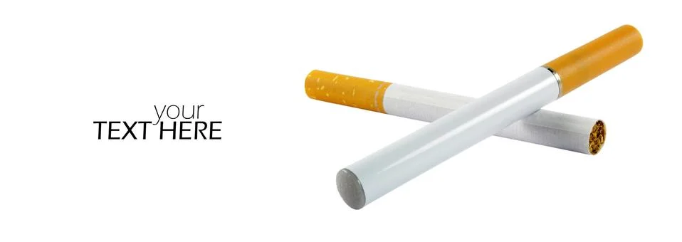 Electronic cigarette with regular one with copy space Stock-Fotos