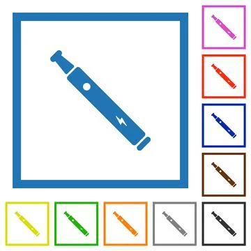 Electronic cigarette solid flat framed icons Stockillustratie