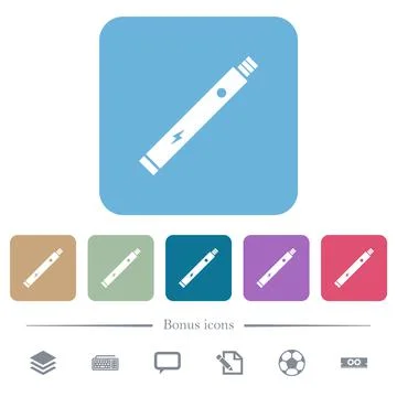 Electronic cigarette solid flat icons on color rounded square backgrounds イラスト素材