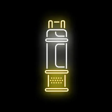Electronic cigarette vape device glowing neon line icon Stock Illustration