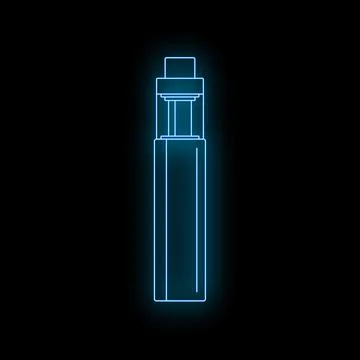 Electronic cigarette vaping device glowing blue neon light Stock Illustration