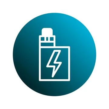 Electronic cigarette vaping device icon on a gradient blue background simpl.. Stock Illustration