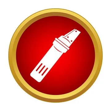 Electronic cigarette vaping device icon in red circle Stock Illustration