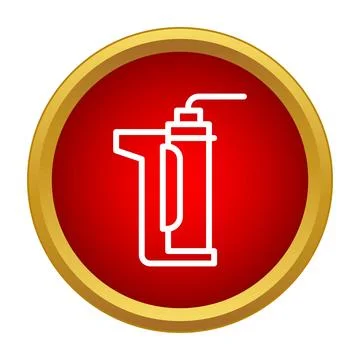Electronic cigarette vaping device line art icon on red Stock Illustration