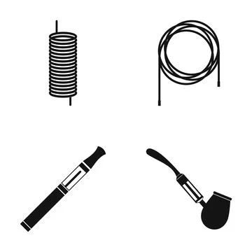 Electronic cigarette vaping devices and components collection Stock Illustration
