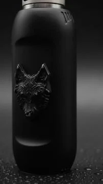 Electronic cigarette with wolf. Full HD. Black background. Stock Photos