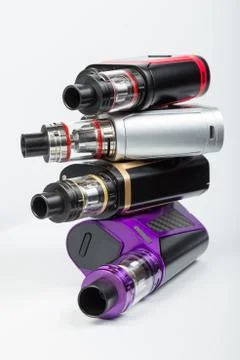 Electronic cigarettes collection on white Stock Photos