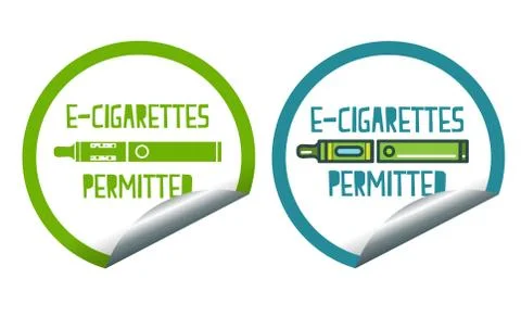 Electronic cigarettes permitted sticker label sign set イラスト素材
