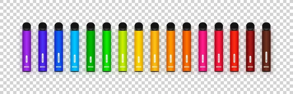 Electronic cigarettes vector collection with different flavours Stock Illustration