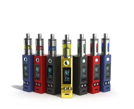 Electronic cigaretts Device box mod to smokeless smoking 3d render on white Stock Illustration