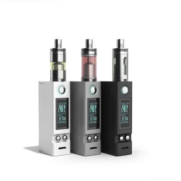 Electronic cigaretts Device box mod to smokeless smoking 3d render on white Stock Illustration