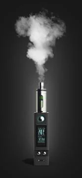 Electronic cigaretts Device box mod with steam to smokeless smoking 3d render Stock Illustration