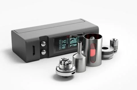 Electronic cigaretts Device box mod to smokeless smoking 3d render 库存插图