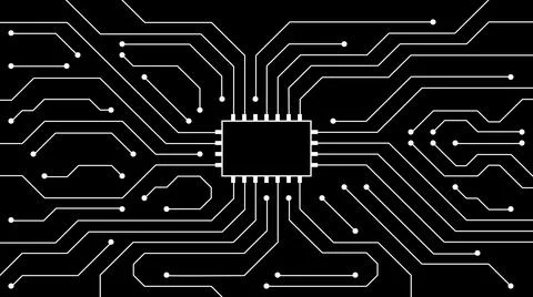 Electronic circuit on black background Stock Illustration