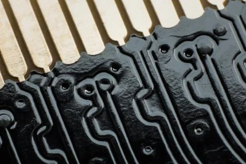 Electronic circuit blur computer board Stock Photos