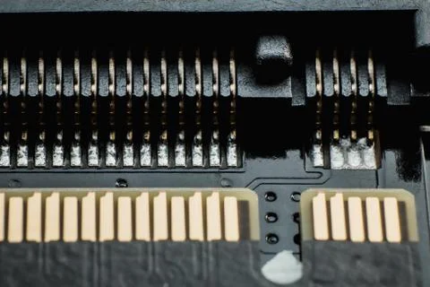 Electronic circuit blur computer board. Blur electronic circuit close up 库存照片