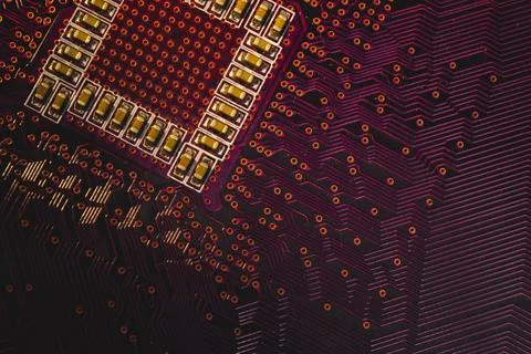 Electronic circuit board abstract background. computer motherboard close up.  Stock Photos
