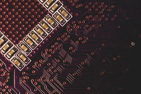 Electronic circuit board abstract background. computer motherboard close up.  写真素材