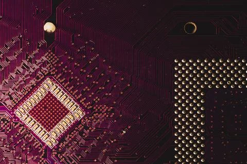Electronic circuit board abstract background. computer motherboard close up.  Stock Photos