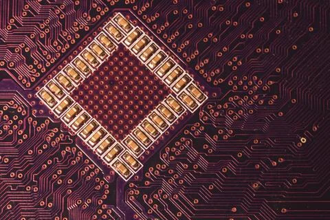 Electronic circuit board abstract background. computer motherboard close up.  Stock Photos