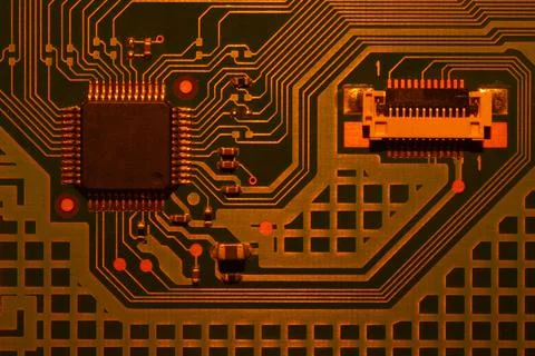 Electronic circuit board abstract background. computer motherboard close up.  Stock Photos