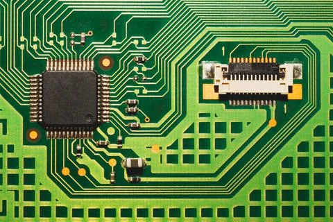 Electronic circuit board abstract background. computer motherboard close up.  Stock Photos