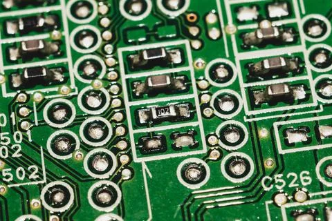 Electronic circuit board abstract background. computer motherboard close up.  Stock Photos