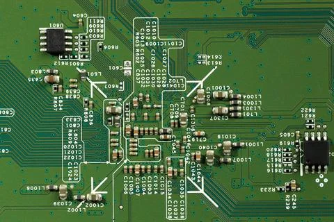 Electronic circuit board as background, top view Stock Photos