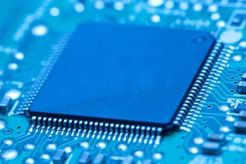 Electronic circuit board with chip Foto stock