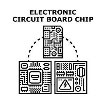 Electronic circuit board chip technology concept Stock Illustration