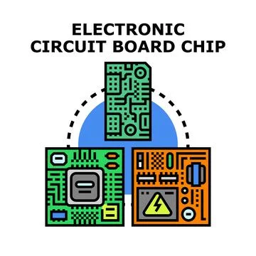 Electronic circuit board chip technology concept Stockillustratie