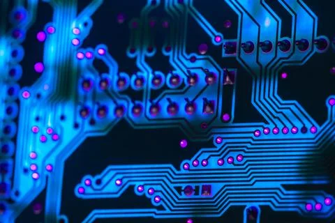 Electronic circuit board close up, background with circuit board 库存照片