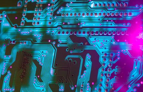 Electronic circuit board close up, background with circuit board 库存照片