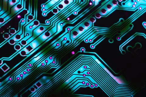 Electronic circuit board close up, background with circuit board Stock Photos