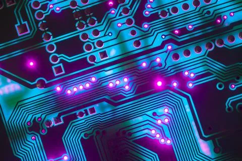 Electronic circuit board close up, background with circuit board 库存照片