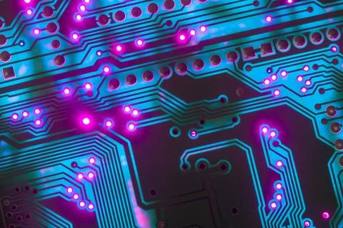 Electronic circuit board close up, background with circuit board 库存照片