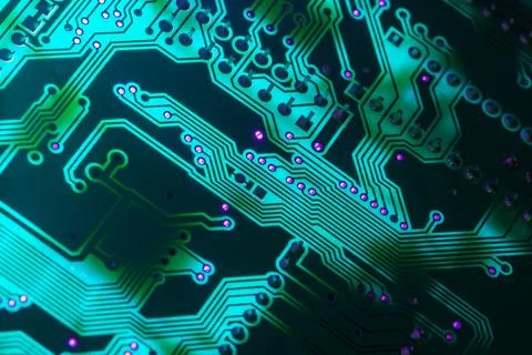 Electronic circuit board close up, background with circuit board 库存照片