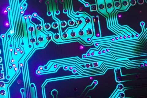Electronic circuit board close up, background with circuit board Stock Photos