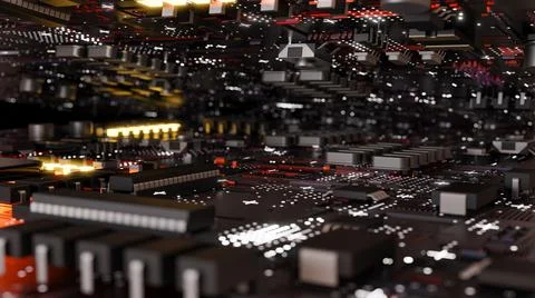 Electronic circuit board close up Ilustração Stock