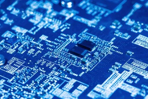 Electronic circuit board close up Stock Photos