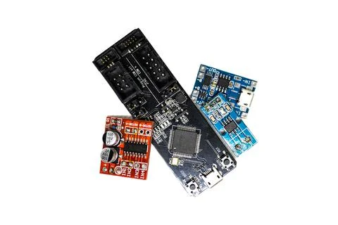 Electronic circuit board close up. Stock Photos