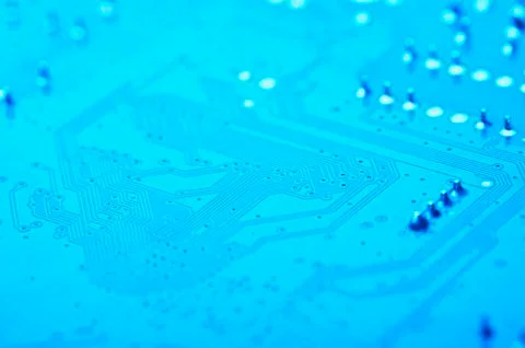 Electronic circuit board close-up, soft focus Stock Photos