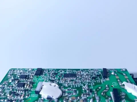 Electronic Circuit Board Component Illustrates Tech Trade War Stock Photos