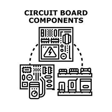 Electronic circuit board components and electrical engineering Stock Illustration